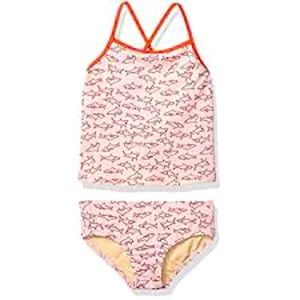 AMAZON ESSENTIALS Girls Shark pattern racerback two piece swimsuit small NWOT